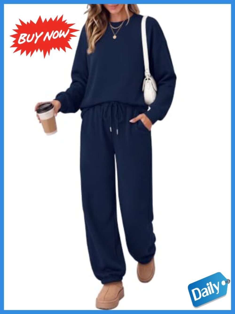 WIHOLL Women 2 Piece Sweatsuit Set Crewneck Jogger Lounge Tracksuit
